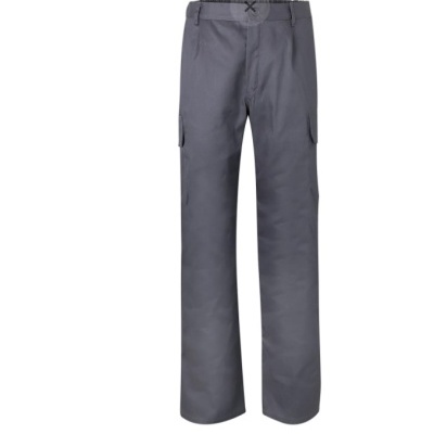 Calças de trabalho cinza com bolsos cargo e presilhas para cinto