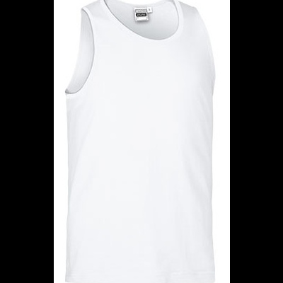 Camisola interior masculina branca sem mangas e decote redondo