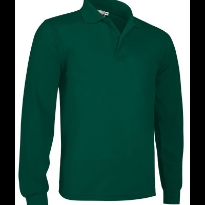 Polo de manga comprida verde escuro com gola e punhos canelados