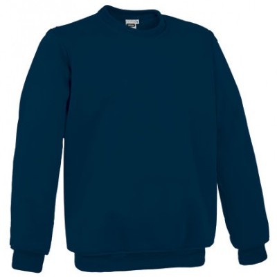 Sweatshirt azul escura de mangas compridas com gola canelada