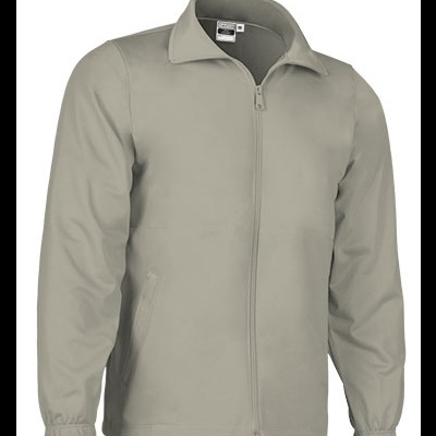 Casaco cinza claro de manga comprida com fecho de correr