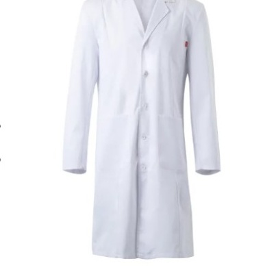 Bata branca de laboratório com botões e bolsos