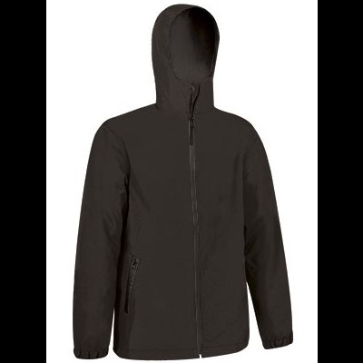 Casaco masculino preto com capuz e fecho de correr
