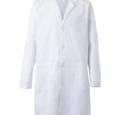 Casaco branco de laboratório com botões e bolsos