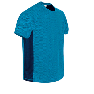 T-shirt desportiva azul com painéis laterais azul-escuro