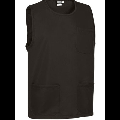 Colete preto com três bolsos e gola redonda