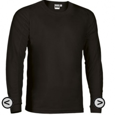 Camisola preta de algodão com mangas compridas e gola redonda