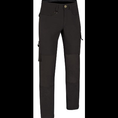 Calças cargos pretas com bolsos e botão metálico