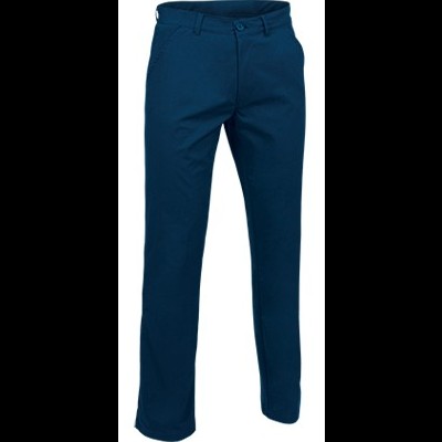 Calças azul escuro lisas com bolso e botão