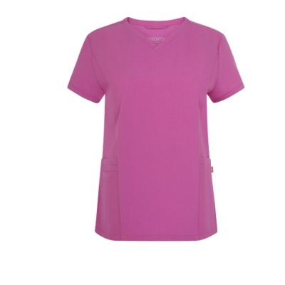 Camisola rosa de manga curta com bolsos frontais