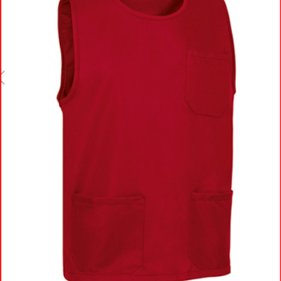 Colete vermelho com bolsos e gola redonda