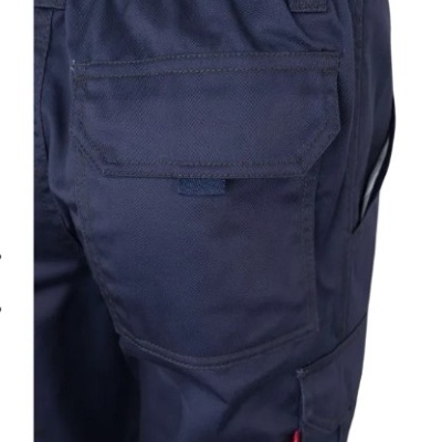 Calças de trabalho azuis escuras com bolso lateral