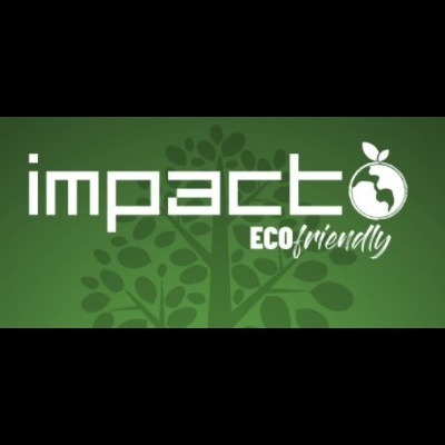 Logótipo 'impacto ECO friendly' com desenho de árvore verde.