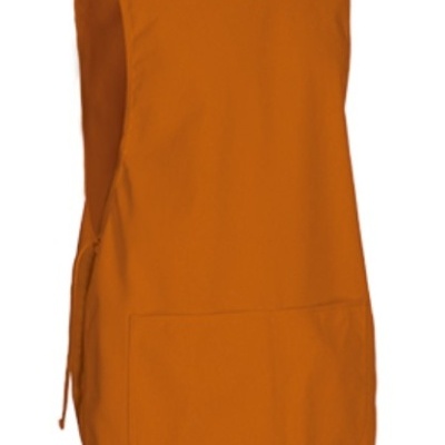 Colete laranja em tecido com bolso frontal grande e cordão lateral