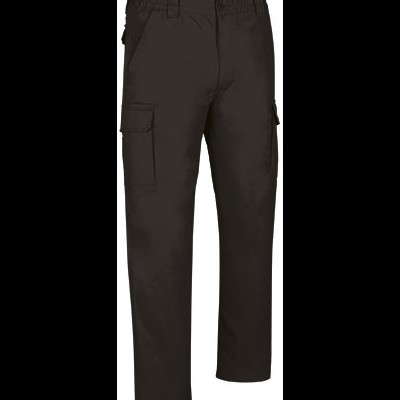 Calças pretas cargo com bolsos laterais e cintura elástica