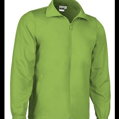 Casaco verde claro com fecho de correr e gola clássica