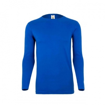 Camisola azul de manga comprida e gola redonda