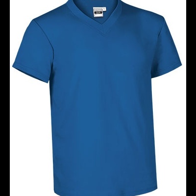 T-shirt azul de manga curta com gola em V