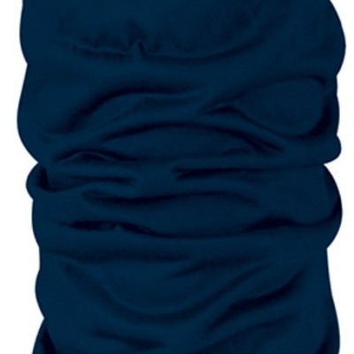 Cachecol tubular azul escuro em fundo branco