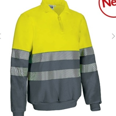 Sweatshirt de alta visibilidade amarelo e cinza com faixas refletoras