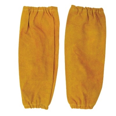 par de mangas protetoras amarelas em tecido aveludado com elásticos