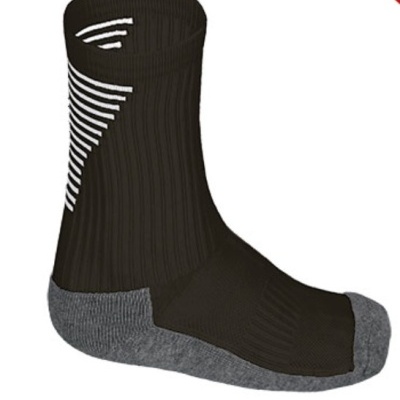 Meia desportiva preta e cinza com padrão branco