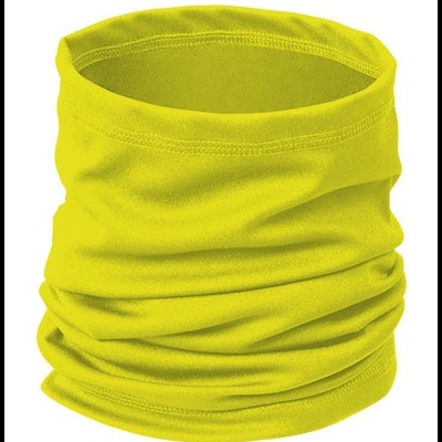 Cachecol tubular amarelo fluorescente em tecido elástico