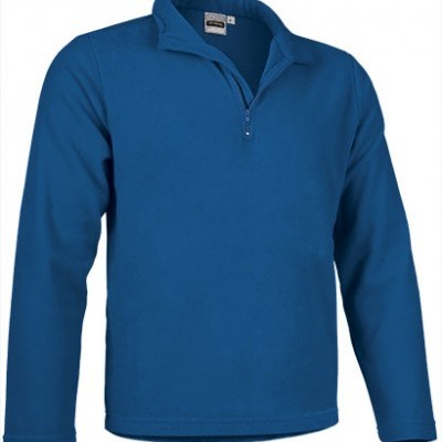 Camisola azul de manga comprida com zip no colarinho