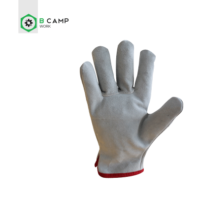 Luva de trabalho cinzenta com punho vermelho e logótipo B CAMP WORK