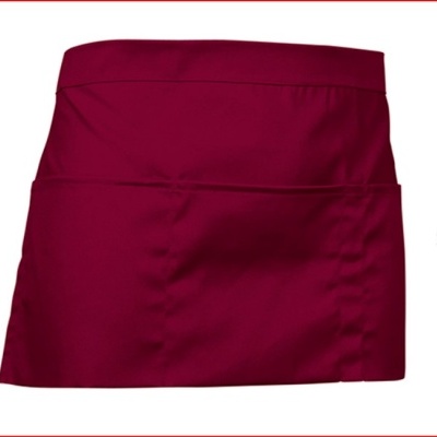 Avental curto vermelho vinho com bolso frontal