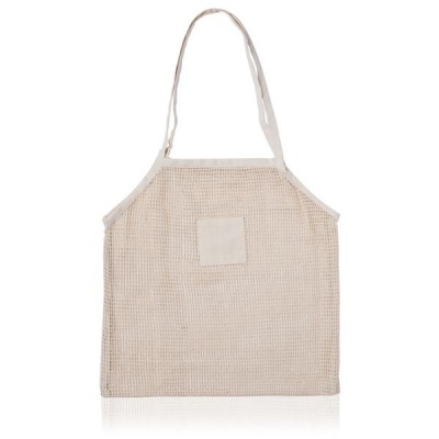 Avental cru com bolso quadrado e textura em rede