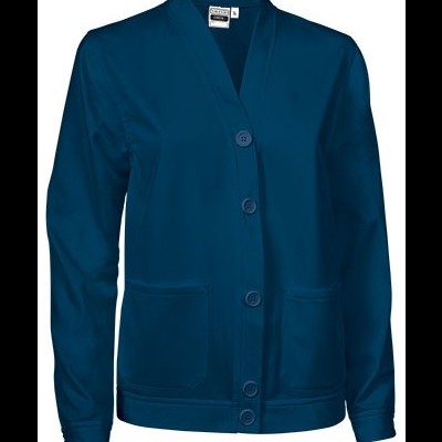 Casaco azul escuro com botões e bolsos frontais