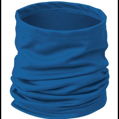 Cachecol tubular azul com costuras visíveis