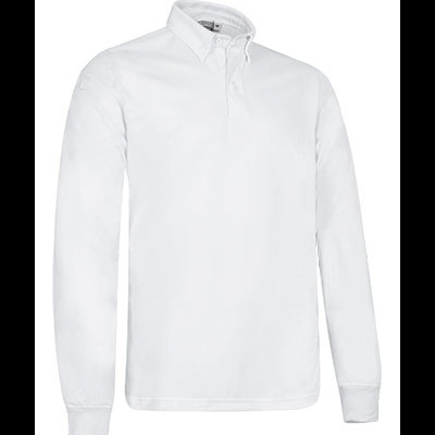 Polo de manga comprida branco com gola clássica e botões