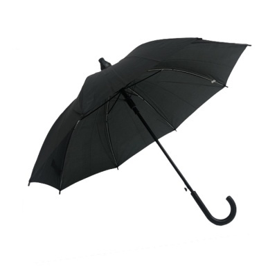 Guarda-chuva preto aberto com estrutura metálica