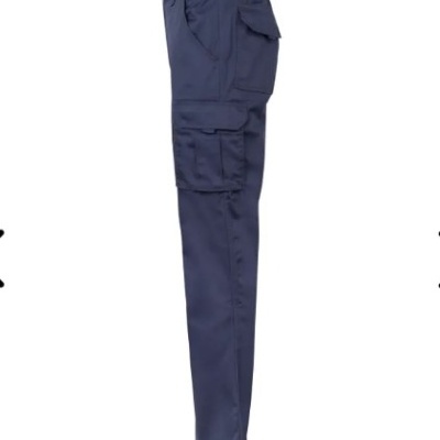 Calças de trabalho azuis escuras com bolsos laterais