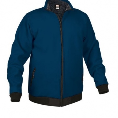 Casaco azul com fecho preto e bolso zíper