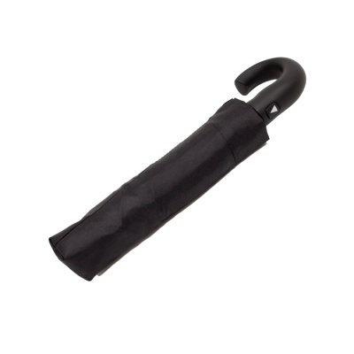 Guarda-chuva preto compacto com cabo em gancho curvo