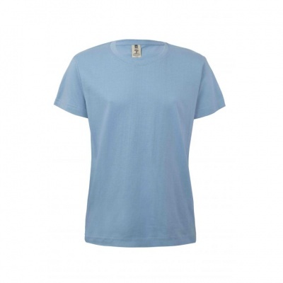 Camiseta azul clara unissexo com gola redonda e manga curta