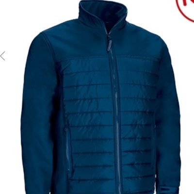 Casaco azul escuro acolchoado com fecho e bolsos