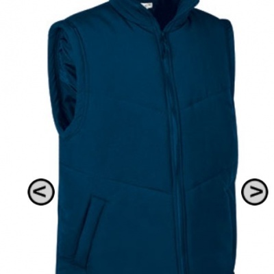 Colete azul escuro acolchoado com fecho e bolsos