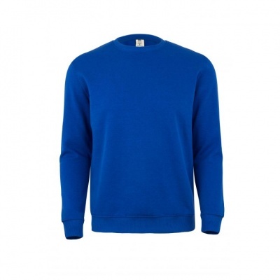Camisola azul royal de mangas compridas, com gola redonda e punhos canelados