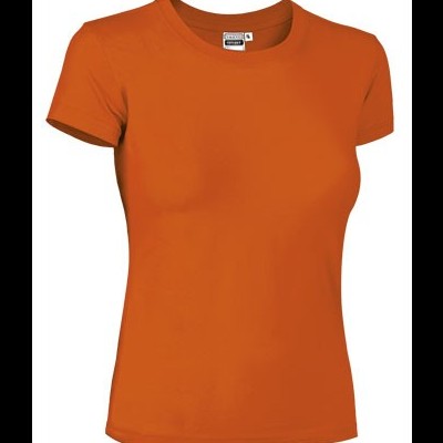 T-shirt feminina laranja com gola redonda e manga curta