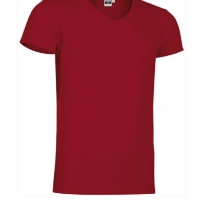 T-shirt vermelha de manga curta com gola em V