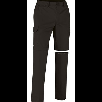 Calças pretas conversíveis em calções com bolsos laterais