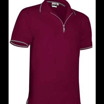 Polo masculino bordô com fecho de correr e detalhes cinza
