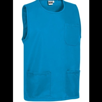 Camisola azul sem mangas com três bolsos frontais