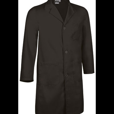 Casaco de trabalho preto com gola de lapela e três bolsos