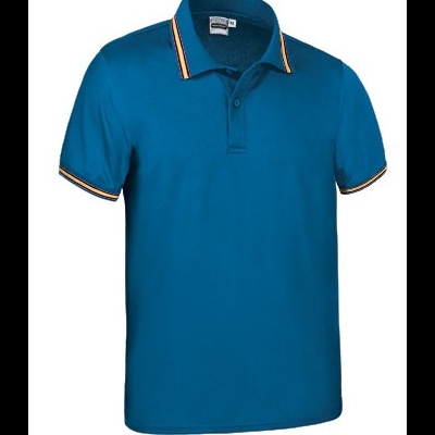 Polo azul com detalhes nas golas e mangas