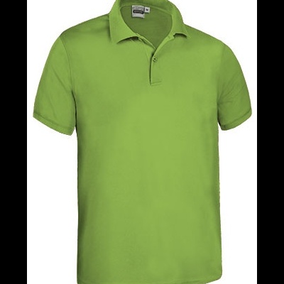 Polo verde-limão masculino de manga curta com gola e botões
